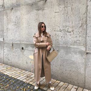 Long beige trench coat, Beige trench coat, Beige trench, leather trench, leather